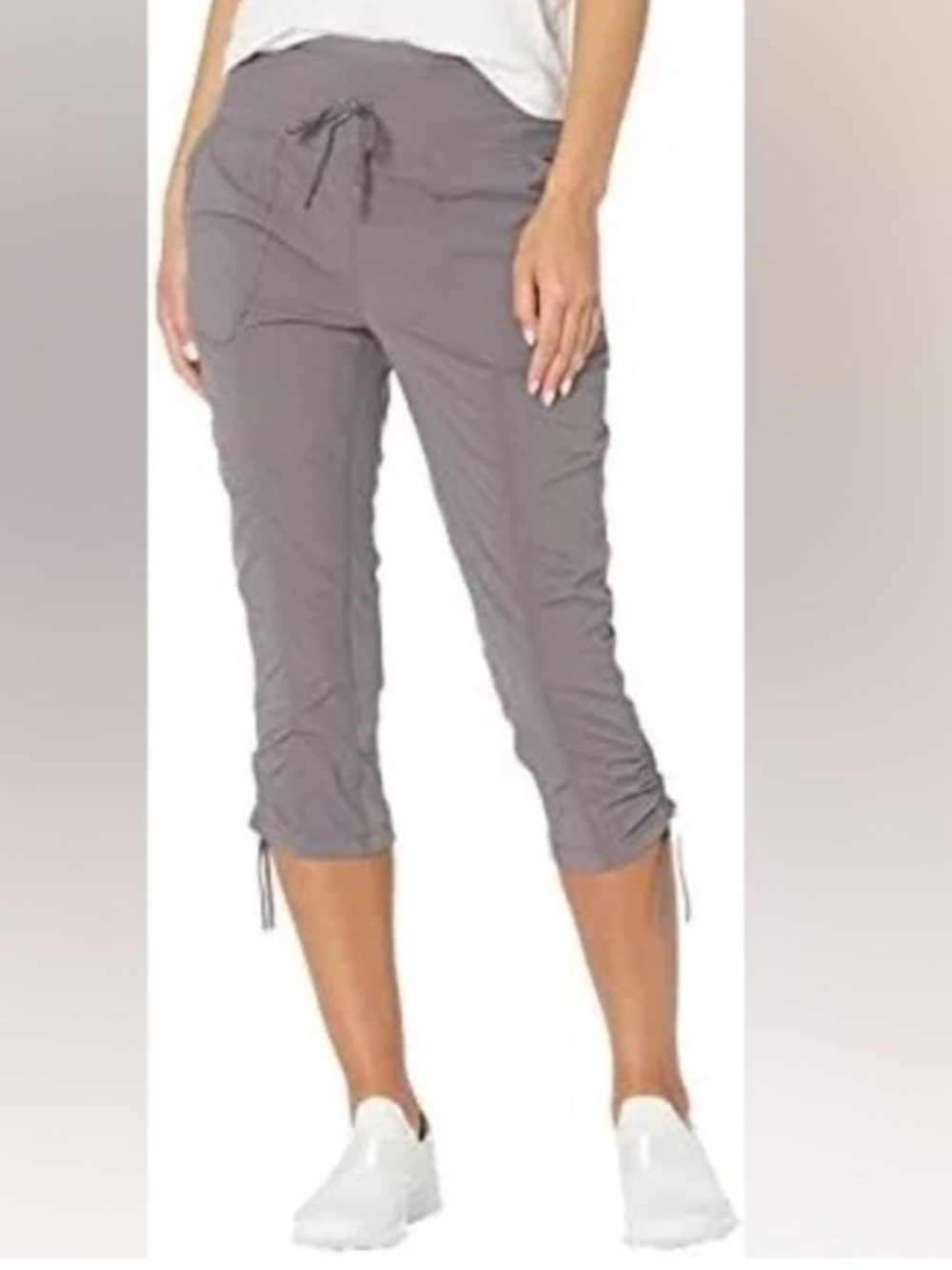Indyeva Nakato Capri Pants Fig Purple Cinch Ankle Athleisure Workout-Small